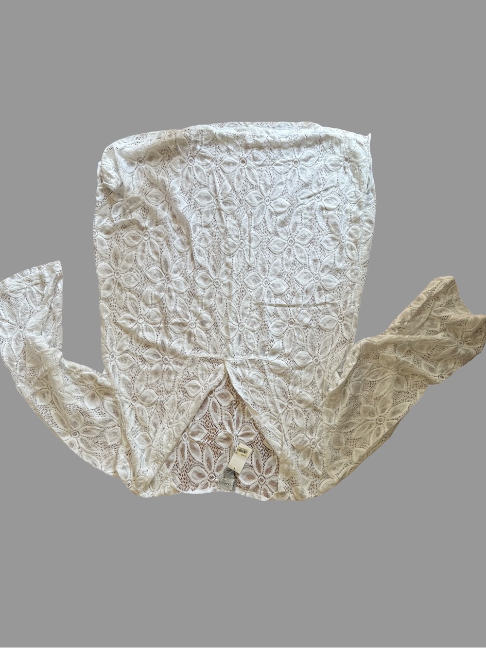 White Crochet Lace Top with Floral Motif - Picture 2 of 3